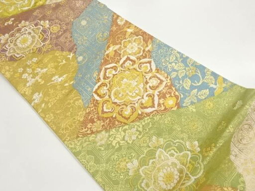 鳥・鹿・華紋模様織出し袋帯【中古】【着】 鳥・鹿・華紋模様織出し袋帯【中古】【着】