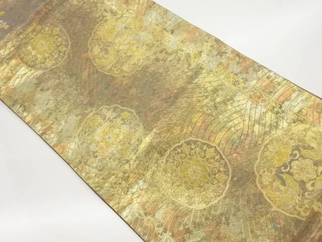 引箔華文に波模様織出し袋帯【中古】【着】