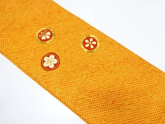 本総絞り 丸紋に梅・桐模様 刺繍 名古屋帯【中古】【着】