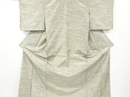 未使用品 樹木風景模様織り出し西陣お召着物【着】 未使用品 樹木風景模様織り出し西陣お召着物【着】
