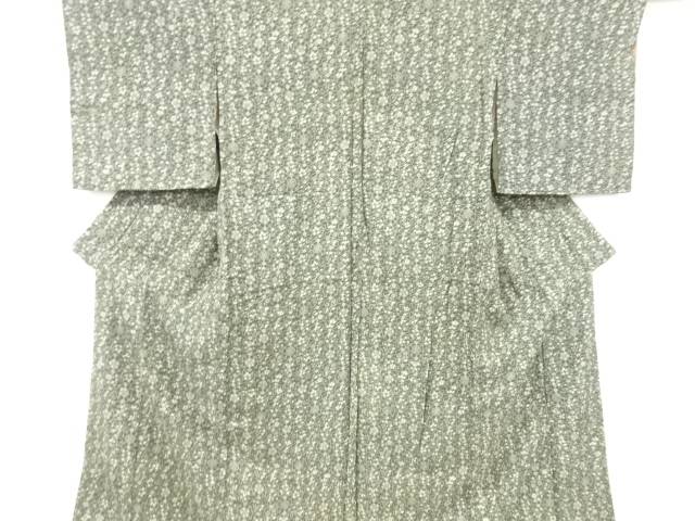 幾何学に草花模様着物【アンティーク】【中古】【着】