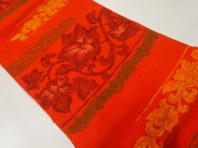 手織り真綿紬唐花模様織出し名古屋帯【Pnt】【sp_off】