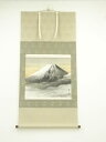 英二筆 富士 肉筆絹本掛軸(共箱)【中古】【道】