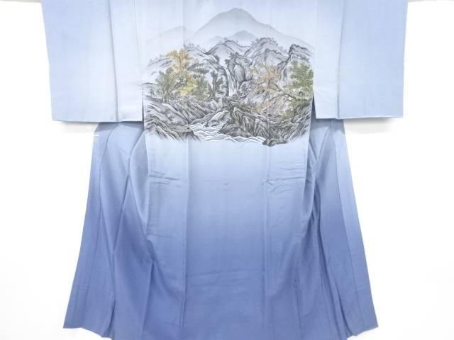 滝模様男物長襦袢【アンティーク】【中古】【着】【sp_off】