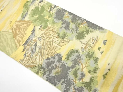 時代風景模様織り出し 袋帯【中古】【着】 時代風景模様織り出し 袋帯【中古】【着】