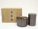 翠玉堂造 銅槌目茶筒・こぼしセット(共箱)【中古】【道】