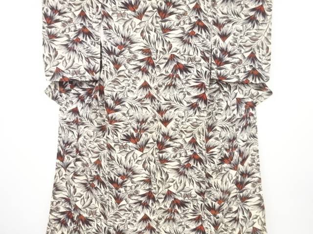 錦紗草花模様着物【アンティーク】【中古】【着】