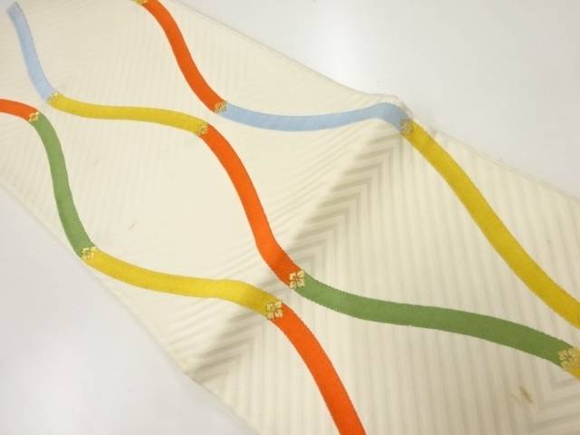 アンティーク　立涌模様織出し袋帯（材料）【Pnt】