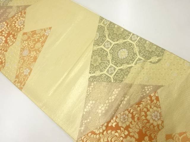 アンティーク 花古典柄模様織出し袋帯(材料)【Pnt】