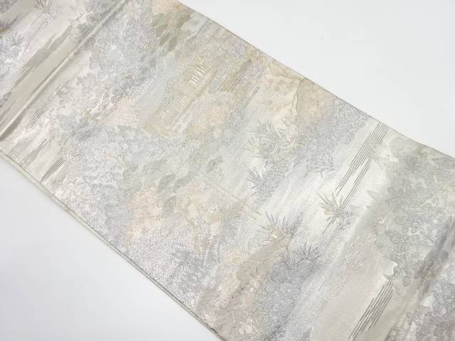 プラチナ箔 京百景 勧修寺模様織り出し 袋帯【中古】【着】