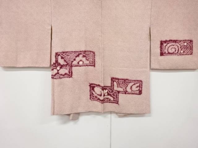 本総絞り色紙に花模様絵羽織【アンティーク】【中古】【着】