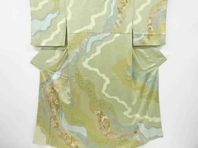 道長取に草花模様訪問着【中古】【着】