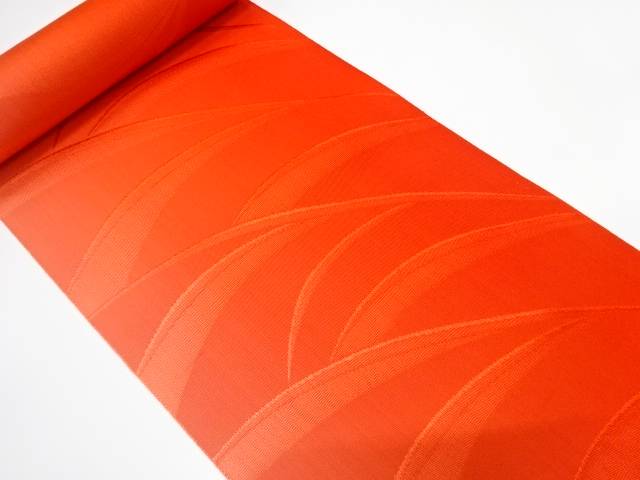 草葉模様織り出し　八寸帯地反物【アンティーク】【中古】【着】