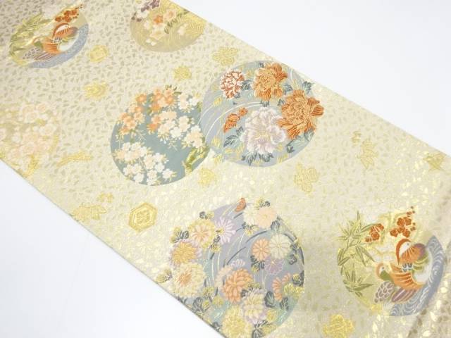 志織製 花丸紋に宝尽くし模様織り出し 袋帯【中古】【着】