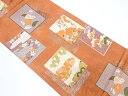 色紙に古典柄・松・草花模様織り出し 袋帯【中古】【着】