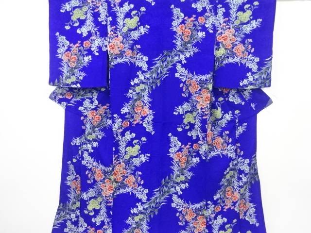 草花模様着物【アンティーク】【中古】【着】