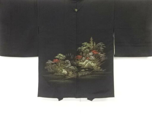 家屋風景模様織り出し一つ紋絵羽織【中古】【着】 家屋風景模様織り出し一つ紋絵羽織【中古】【着】