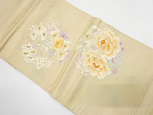 花丸文様 刺繍 袋帯(材料)【アンティーク】【中古】【着】