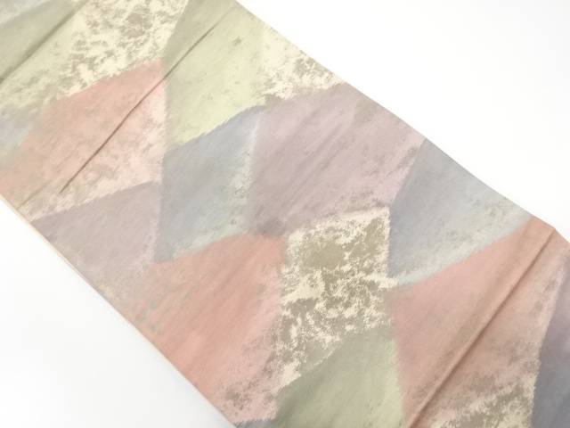 抽象模様織り出し袋帯(材料)【アンティーク】【中古】【着】