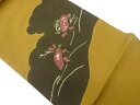 ふくれ織絞り抽象猿・兎・鳥獣戯画模様開き名古屋帯(額縁仕立て)【中古】【着】