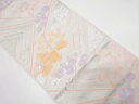牡丹に菊・流水模様織り出し袋帯(材料)【アンティーク】【中古】【着】
