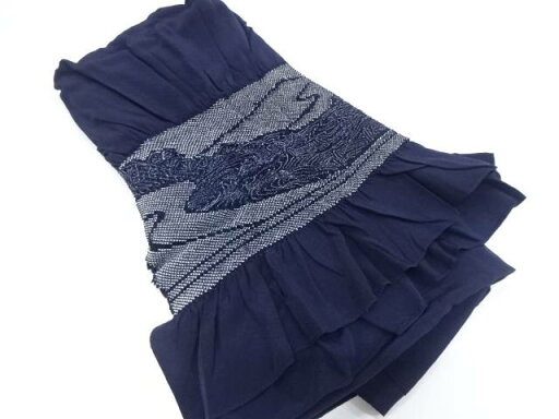 絞り 霞に流水模様 男物兵児帯【中古】【着】 絞り 霞に流水模様 男物兵児帯【中古】【着】