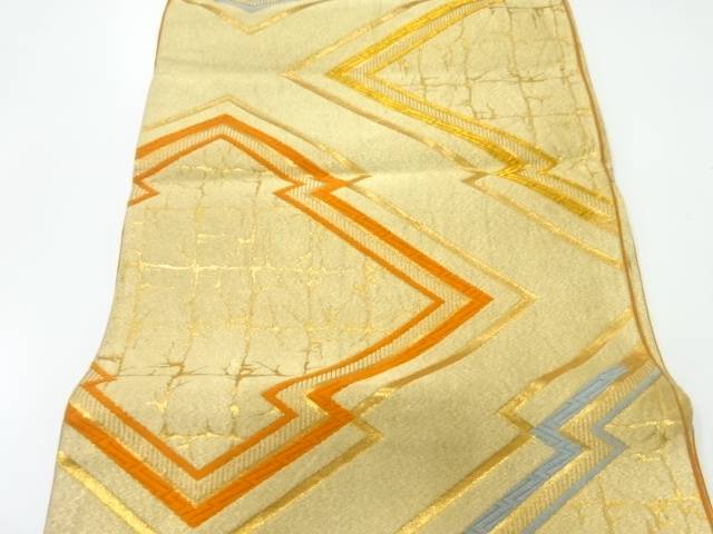 アンティーク　松皮菱に氷割れ模様織出し袋帯（材料）【Pnt】