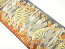 波に片輪車・花唐草模様織り出し 袋帯【中古】【着】