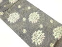 草花に紗綾形模様織出し袋帯【中古】【着】