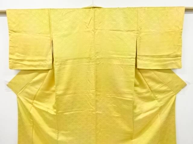 花青海波模様織り出し暈し付け下げ色無地着物【中古】【着】