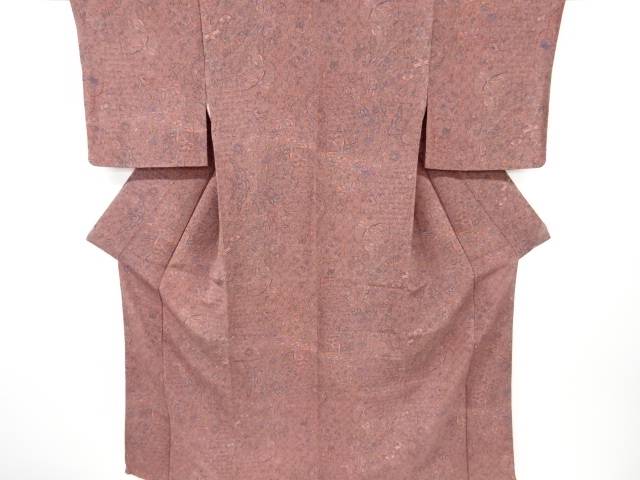 縮緬地花鳥更紗模様小紋着物【中古】【着】のサムネイル