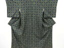 斜め格子模様手織り紬着物【中古】【着】