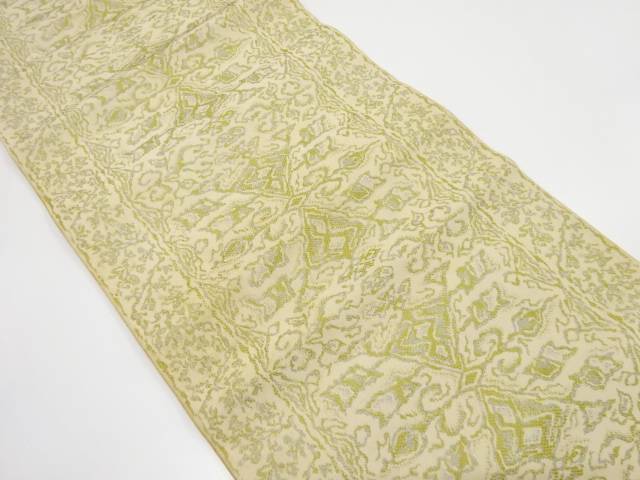 更紗模様織り出し全通袋帯（材料）【アンティーク】【中古】【着】