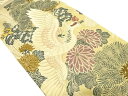 鳳凰に笠松・菊模様織り出し丸帯(材料)【アンティーク】【中古】【着】