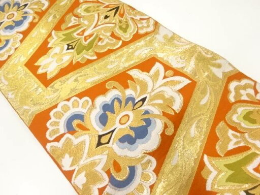 花更紗模様織出し袋帯(着用可)【アンティーク】【中古】【着】 花更紗模様織出し袋帯(着用可)【アンティーク】【中古】【着】