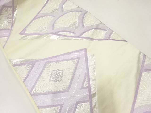 菱に菊模様織出し袋帯【中古】【着】