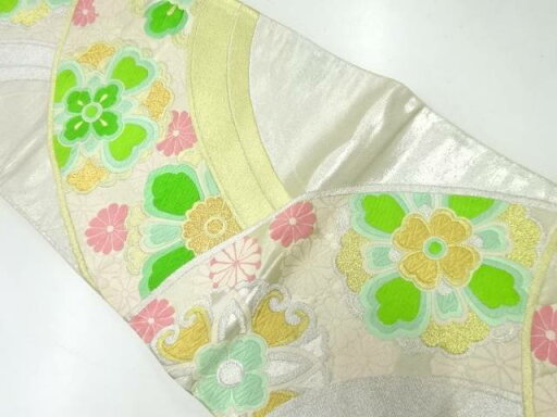 波に華紋織出し袋帯(材料)【アンティーク】【中古】【着】 波に華紋織出し袋帯(材料)【アンティーク】【中古】【着】