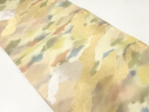 道長取に山並模様織出し袋帯【中古】【着】 道長取に山並模様織出し袋帯【中古】【着】