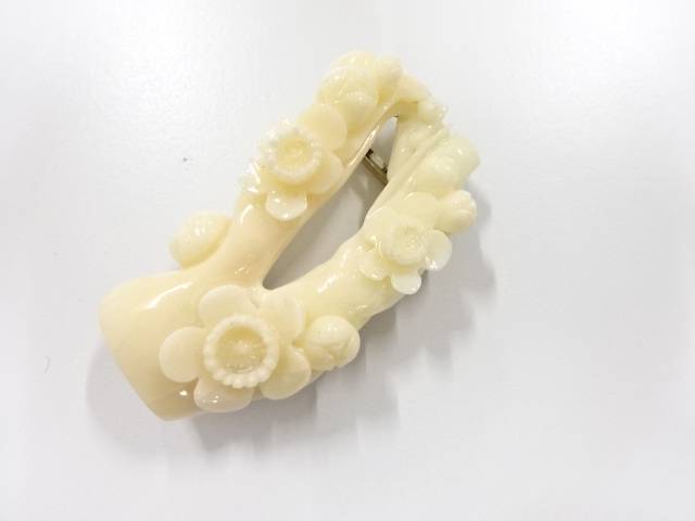 本珊瑚 帯留め 18.50g【アンティーク】【中古】【着】