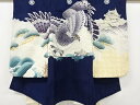 松に鷹模様刺繍紋付男児着物(長襦袢付き)【中古】【着】 【Pnt】