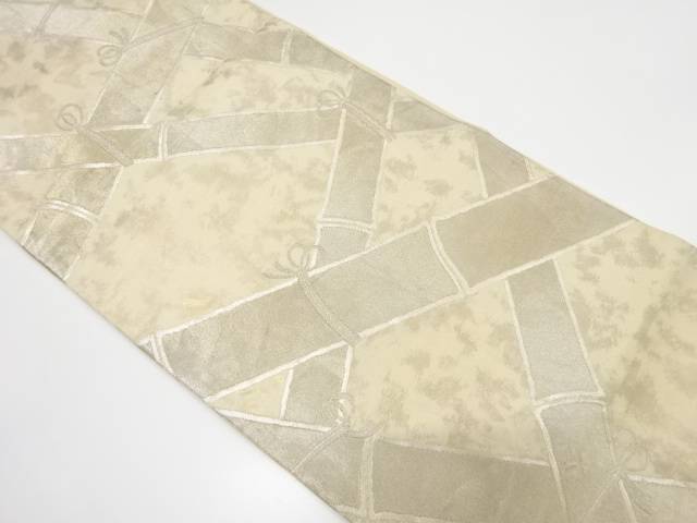 竹格子模様織り出し袋帯（材料）【アンティーク】【中古】【着】(4)