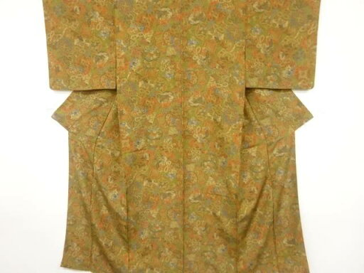 変わり七宝に花鳥模様小紋着物【中古】【着】 変わり七宝に花鳥模様小紋着物【中古】【着】