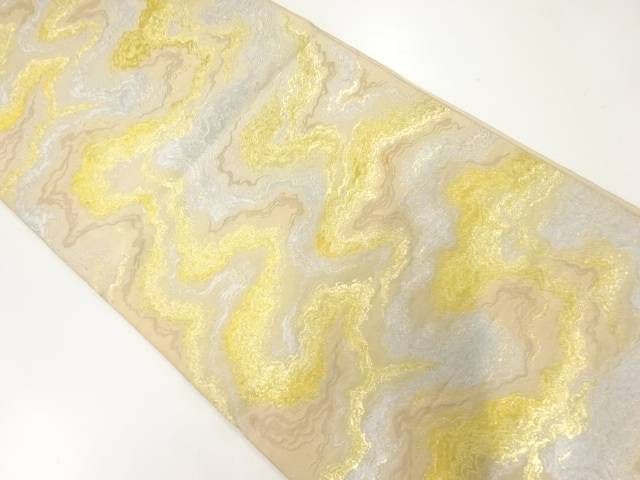 抽象模様織り出し袋帯(材料)【アンティーク】【中古】【着】