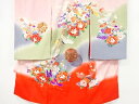 花に毬・鶴模様子供着物(長襦袢内袖付き)【中古】【着】【Pnt】
