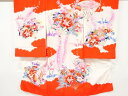 扇に花・鴛鴦模様 子供着物(内袖・長襦袢付き)【中古】【着】【Pnt】
