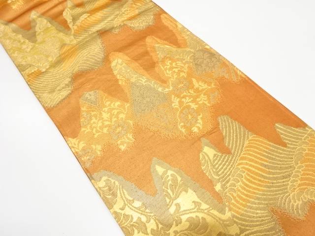 壺垂に花更紗模様織り出し　袋帯【中古】【着】