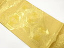 未使用品 重ね亀甲に向かい鶴模様織り出し 袋帯【着】