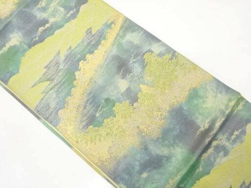 樹木に山並模様織り出し袋帯(材料)【アンティーク】【中古】【着】 樹木に山並模様織り出し袋帯(材料)【アンティーク】【中古】【着】