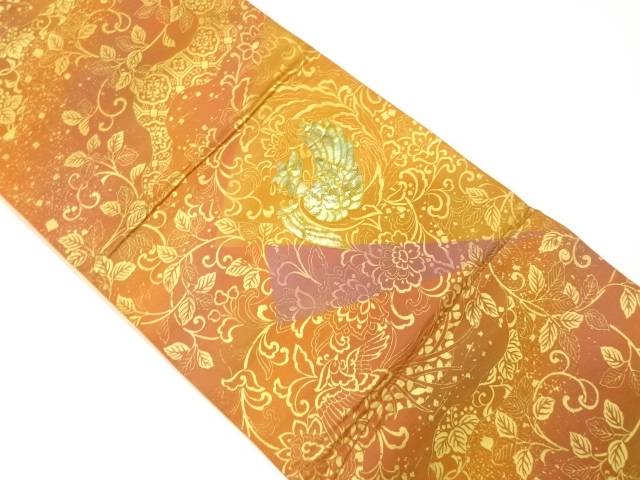 金彩螺鈿 鳳凰模様袋帯(材料)【アンティーク】【中古】【着】