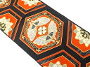 華紋に向かい蝶・花模様織り出し袋帯(着用可)【アンティーク】【中古】【着】